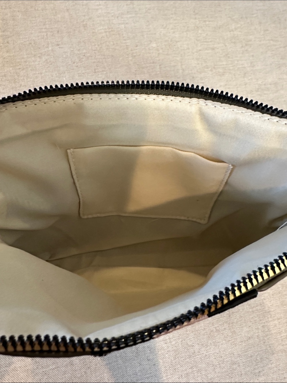 Olive Suede Tote with Black and Pink Center Stripe - Picture 10 of 12